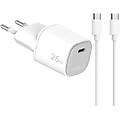 caricabatterie usb-c 25w gan con cavo bianco
