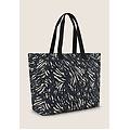 borsa shopper in canvas animalier con zip black zebra animalier donna unica