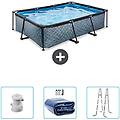 - piscina fuori terra rettangolo 220x150x65 cm grigio include accessori coordinati cb83