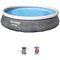 - piscina con anello tonda autoportante 396x84 cm rattan grigio fast set 57376