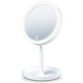 bs 45 specchio cosmetico con illuminazione led regolabile ingrandimento 5x e base porta oggetti