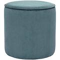 pouf rotondo in tessuto velluto a coste blu pavone d40 cm paul
