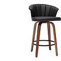 sgabello da bar design girevole nero e legno scuro h65cm albin