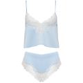 bluebella isabella set top e short in raso luxe azzurro ghiaccio/bianco