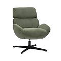 poltrona girevole in velluto a coste verde kaki e metallo nero klem