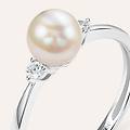 anello solitario gold pearls oro bianco perla d'acqua dolce diamante collezione gold pearls misura