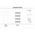 scarpiera a 4 ante di design moderno cm 70 l x 29 p x 154 h marrone 70 x 154 x 29 cm