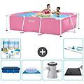 - piscina fuori terra rettangolo 220x150x60 cm rosa include accessori coordinati cb97
