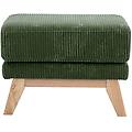 pouf poggiapiedi sfoderabile scandinavo in tessuto velluto a coste verde kaki e legno chiaro oslo