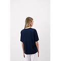 maglia manica corta scollo a v in elevated cotton donna blu taglia s
