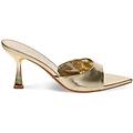 mules open toe oro in laminato tacco 8 cm