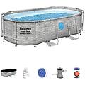 - piscina power steel swim vista series ii ovale effetto marmo con oblò 56714