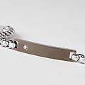 bracciale con targhetta man code acciaio bicolore bianco / nero cubic zirconia collezione man code