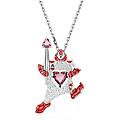 pendente alice in wonderland carta da gioco rosso placcato rodio os