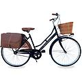 bicicletta donna da passeggio 26 bici città vintage con vimini e borse nera