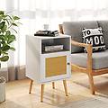 set di 2 comodini in rattan con spazio di archiviazione tavolini con mensola aperta e porta decorata