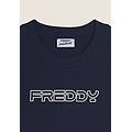 t-shirt cropped in jersey di cotone con logo peacoat donna medium