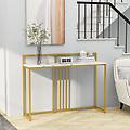 tavolo da ingresso lungo 120cm consolle con piano effetto marmorino sponda struttura in metallo