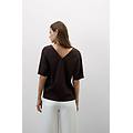 maglia manica corta kimono in elevated cotton donna marrone taglia s