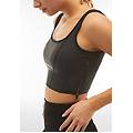 top corto stile bustier in similpelle nero donna extra small