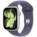 watch series 11 gps + cellular 46mm cassa alluminio argento con sport band viola nebbia s/m