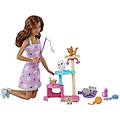 - barbie kitty condo doll and pets playset con bambola barbie (bruna) 1 gatto 4 gattini tiragraffi e