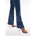 jeans vita alta flondo a zampa decorato da grafica floreale denim blu medio-tob. seams donna small