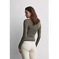 maglia manica lunga ultralight con cashmere e scollo a barchetta donna verde taglia l
