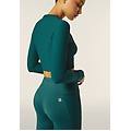 leggings sportivi 7/8 vita alta con inserti in costina dark sea donna medium