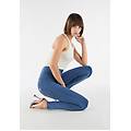 pantaloni push up wr. up skinny vita alta in jersey-denim clear jeans-yellow seams donna small
