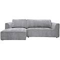 divano ad angolo sinistro di design in tessuto effetto velluto testurizzato grigio 3 posti grammy