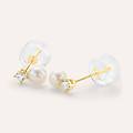 orecchini lobo bon ton oro giallo perla d'acqua dolce cubic zirconia collezione bon ton oro giallo