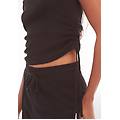 t-shirt donna slim fit in costina con laccetti sui fianchi nero donna extra large