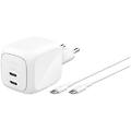 caricatore wch020kq2mwh-b6 gan 67 w 2x usb-c bianco con cavo 2 m
