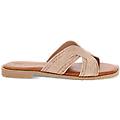 sandali bassi donna rosa oro in tessuto intrecciato