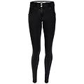 jeggings push up wr. up vita bassa in jersey organico jeans nero-cuciture in tono donna extra large