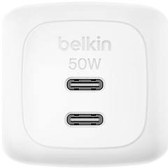 belkin boostcharge caricatore universale 50w doppio usb-c pd gan bianco