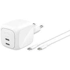belkin caricatore wch020kq2mwh-b6 gan 67 w 2x usb-c bianco con cavo 2 m