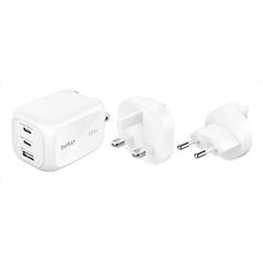 belkin caricabatteria da muro gan 100w 2 usb-c 1 usb-a ricarica rapida per macbook iphone samsung bianco
