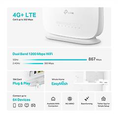 tplink router ac1200 lte dual band white archer mr515