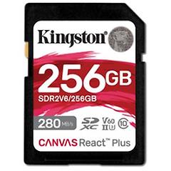 kingston canvas react plus v60 256gb sdxc uhs-ii lettura 280 mb/s scrittura 150 mb/s u3 v60 full hd/4k