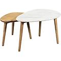 tavolini estraibili marmo bianco e legno di mango (set di 2) evy