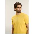 t-shirt in cotone a manica corta con logo cream gold uomo small