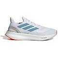 scarpe da running pureboost 5 bianche. azzurro cielo e arancione