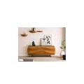 credenza in legno di acacia 184x40x75 laccato naturale / marmo scuro montreal #127
