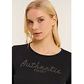 t-shirt manica 3/4 "authentic" con logo in strass nero donna large