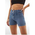 shorts wr. up vita con pinces in jersey denim fondo stondato light blue-seams on tone donna small