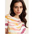 set t-shirt cropped multicolore e canotta cream+zebraanimaliermulticolor donna small
