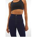 jeggings push up wr. up vita super alta con zip in tono rinse blue denim-seams yellow donna extra