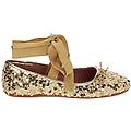 ballerine lace-up oro con paillettes